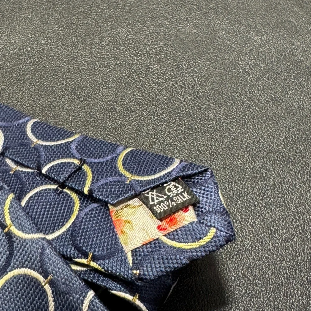 Andrea Visconti Tie Blue Geometric‎ Circle Jacquard Textured 100% Silk Designer